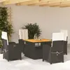 Image de vidaXL Ensemble à manger de jardin coussins 5pcs Noir Résine tressée