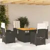 Image de vidaXL Ensemble à manger de jardin coussins 5pcs Noir Résine tressée