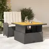 Image de vidaXL Ensemble à manger de jardin coussins 2pcs noir résine tressée