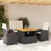 Image de vidaXL Ensemble à manger de jardin 4 pcs avec coussins noir