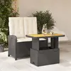 Image de vidaXL Ensemble à manger de jardin coussins 2pcs noir résine tressée
