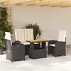 Image de vidaXL Ensemble à manger de jardin 4 pcs avec coussins noir
