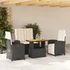 Image de vidaXL Ensemble à manger de jardin 4 pcs avec coussins noir
