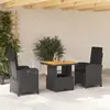 Image de vidaXL Ensemble à manger de jardin avec coussins 3 pcs Noir