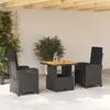 Image de vidaXL Ensemble à manger de jardin avec coussins 3 pcs Noir
