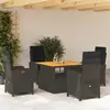 Image de vidaXL Ensemble à manger de jardin coussins 5pcs Noir Résine tressée