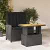 Image de vidaXL Ensemble à manger de jardin coussins 2pcs noir résine tressée