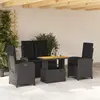 Image de vidaXL Ensemble à manger de jardin 4 pcs avec coussins noir