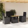 Image de vidaXL Ensemble à manger de jardin 4 pcs avec coussins noir