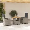 Image de vidaXL Ensemble à manger de jardin 3 pcs coussins gris résine tressée