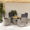 Image de vidaXL Ensemble à manger de jardin 5 pcs coussins gris résine tressée