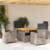 Image de vidaXL Ensemble à manger de jardin 5 pcs coussins gris résine tressée
