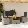 Image de vidaXL Ensemble à manger jardin 4pcs et coussins Gris Résine tressée