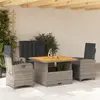Image de vidaXL Ensemble à manger jardin 4pcs et coussins Gris Résine tressée