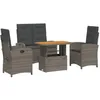 Image de vidaXL Ensemble à manger jardin 4pcs et coussins Gris Résine tressée