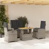 Image de vidaXL Ensemble à manger jardin 4pcs et coussins Gris Résine tressée