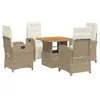 Image de vidaXL Ensemble à manger de jardin avec coussins 5pcs Beige poly rotin