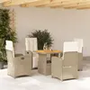 Image de vidaXL Ensemble à manger de jardin avec coussins 5pcs Beige poly rotin