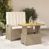 Image de vidaXL Ensemble à manger de jardin et coussins 2 pcs beige poly rotin