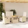 Image de vidaXL Ensemble à manger de jardin coussins 4 pcs beige résine tressée