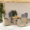 Image de vidaXL Ensemble à manger de jardin avec coussins 5pcs Beige poly rotin