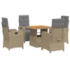 Image de vidaXL Ensemble à manger de jardin avec coussins 5pcs Beige poly rotin