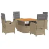 Image de vidaXL Ensemble à manger de jardin avec coussins 5pcs Beige poly rotin