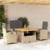Image de vidaXL Ensemble à manger de jardin coussins 4 pcs beige résine tressée