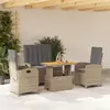 Image de vidaXL Ensemble à manger de jardin coussins 4 pcs beige résine tressée
