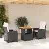 Image de vidaXL Ensemble à manger de jardin avec coussins 3 pcs Noir