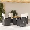 Image de vidaXL Ensemble à manger de jardin coussins 5pcs Noir Résine tressée