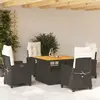 Image de vidaXL Ensemble à manger de jardin coussins 5pcs Noir Résine tressée