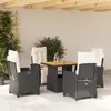 Image de vidaXL Ensemble à manger de jardin coussins 5pcs Noir Résine tressée