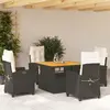 Image de vidaXL Ensemble à manger de jardin coussins 5pcs Noir Résine tressée