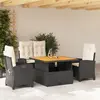Image de vidaXL Ensemble à manger de jardin 4 pcs avec coussins noir