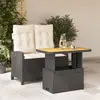 Image de vidaXL Ensemble à manger de jardin coussins 2pcs noir résine tressée