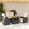 Image de vidaXL Ensemble à manger de jardin 4 pcs avec coussins noir