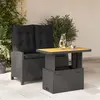 Image de vidaXL Ensemble à manger de jardin coussins 2pcs noir résine tressée