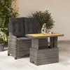 Image de vidaXL Ensemble à manger de jardin et coussins 2 pcs gris rotin
