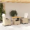 Image de vidaXL Ensemble à manger de jardin et coussins 3 pcs Beige poly rotin