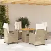 Image de vidaXL Ensemble à manger de jardin avec coussins 5pcs Beige poly rotin