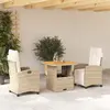 Image de vidaXL Ensemble à manger de jardin et coussins 3 pcs Beige poly rotin