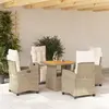 Image de vidaXL Ensemble à manger de jardin avec coussins 5pcs Beige poly rotin