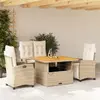 Image de vidaXL Ensemble à manger de jardin coussins 4 pcs beige résine tressée