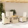 Image de vidaXL Ensemble à manger de jardin coussins 4 pcs beige résine tressée