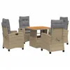 Image de vidaXL Ensemble à manger de jardin avec coussins 5pcs Beige poly rotin