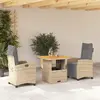 Image de vidaXL Ensemble à manger de jardin et coussins 3 pcs Beige poly rotin