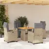 Image de vidaXL Ensemble à manger de jardin avec coussins 5pcs Beige poly rotin