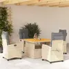 Image de vidaXL Ensemble à manger de jardin avec coussins 5pcs Beige poly rotin