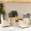 Image de vidaXL Ensemble à manger de jardin avec coussins 5pcs Beige poly rotin
